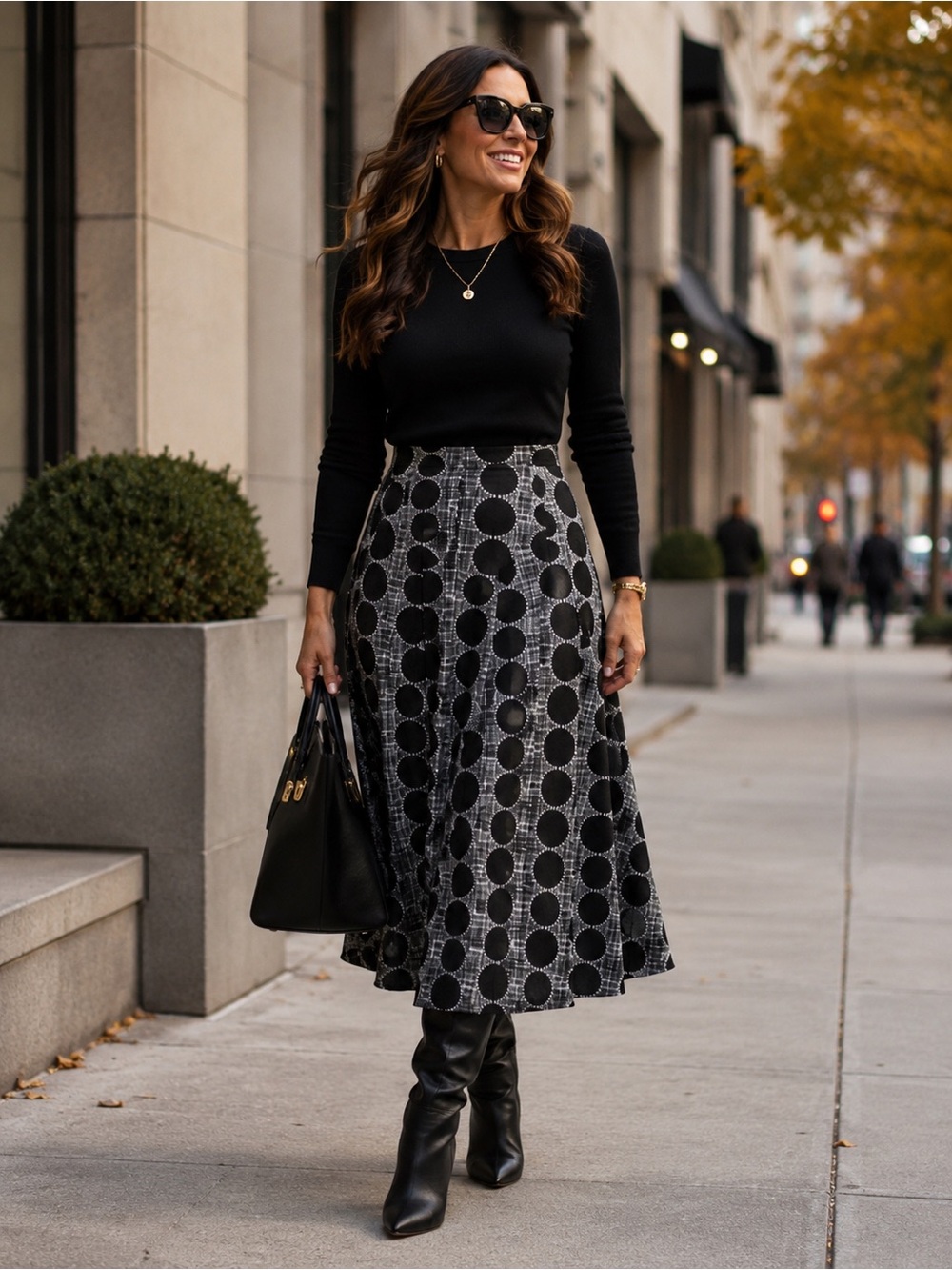 CHANCES R Women's Black & White Full Length A-Line Skirt XL - Picture 1 of 7